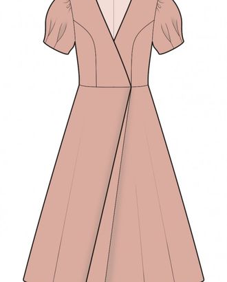 Выкройка: платье с рукавом фонарик арт. ВКК-3788-1-ЛК0002074