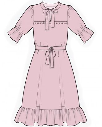 Выкройка: платье с воланами арт. ВКК-3931-10-ЛК0002093