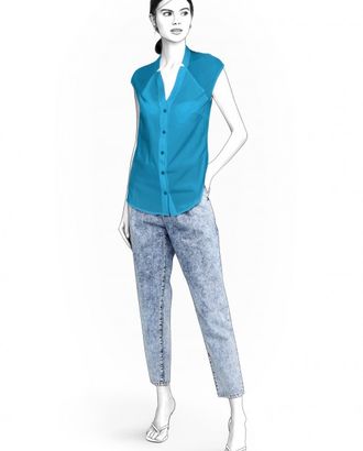 Выкройка: блузка с косой кокеткой арт. ВКК-3770-1-ЛК0002131