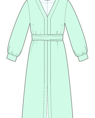 Выкройка: прямое платье с разрезом спереди арт. ВКК-3618-1-ЛК0002172
