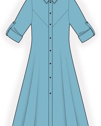 Выкройка: расклешенное платье с классическим воротником арт. ВКК-3488-1-ЛК0002323