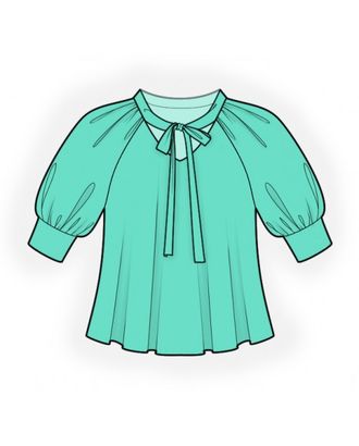 Выкройка: блузка с воротником _завязкой арт. ВКК-3638-1-ЛК0002346