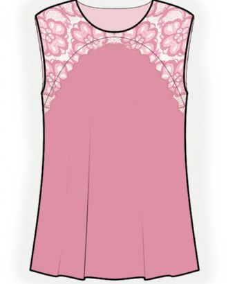 Выкройка: блузка с кружевной кокеткой арт. ВКК-3655-1-ЛК0002351