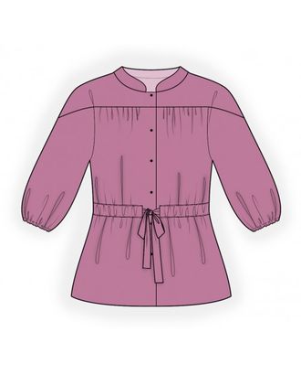 Выкройка: блузка с кокеткой, переходящей на рукав арт. ВКК-3451-1-ЛК0002392