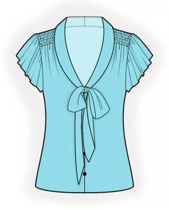Выкройка: блузка с воротником-завязкой арт. ВКК-3535-1-ЛК0002435