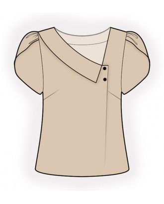 Выкройка: блузка с асимметричным воротником арт. ВКК-4477-1-ЛК0002602