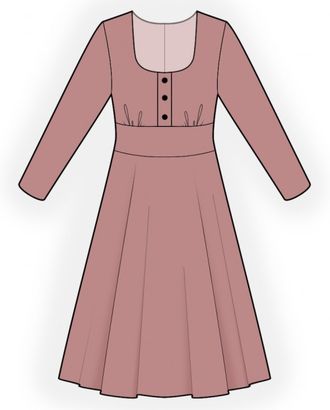 Выкройка: трикотажное платье с планкой арт. ВКК-4486-1-ЛК0002612