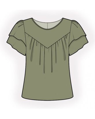 Выкройка: блузка с треугольной кокеткой арт. ВКК-4488-7-ЛК0002614