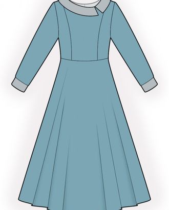 Выкройка: платье с отложным воротником арт. ВКК-4494-1-ЛК0002620