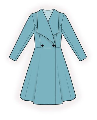 Выкройка: пальто с целькроенным воротником арт. ВКК-4639-1-ЛК0002667