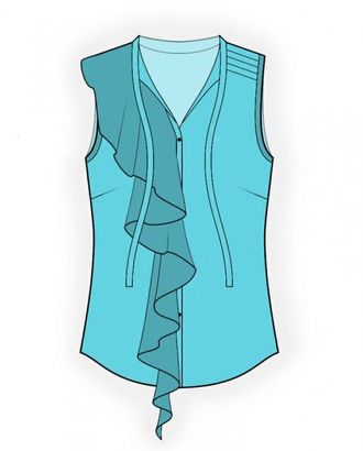 Выкройка: блузка с воланом арт. ВКК-830-1-ЛК0004267