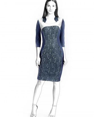 Выкройка: платье с кружевной вставкой арт. ВКК-1630-1-ЛК0004310