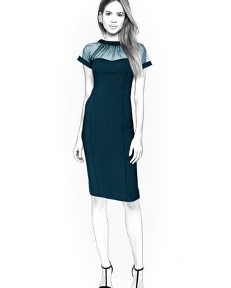 Выкройка: платье с прозрачной кокеткой арт. ВКК-1082-1-ЛК0004402
