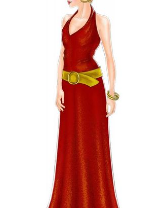 Выкройка: длинное темно-красное платье арт. ВКК-941-1-ЛК0005193