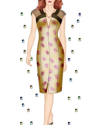 Выкройка: короткое платье с фигурным вырезом арт. ВКК-1366-1-ЛК0005589