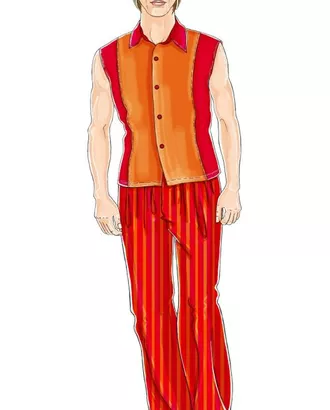 Купить Выкройка: красный костюм (брюки) арт. ВКК-1054-1-ЛК0006048 оптом в Казахстане