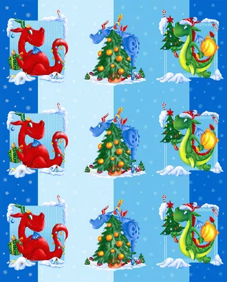 Купить Новый год Веселые драконы (Полотно вафельное) арт. ПВН150-6-1-0895.067 оптом в Казахстане