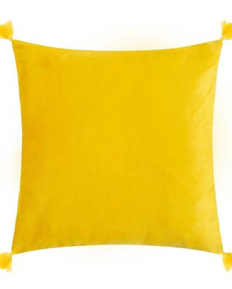 Чехол на подушку с кисточками Этель цвет желтый, 45х45 см, 100% п/э, велюр арт. СГН-150-1-ОТ00047.001