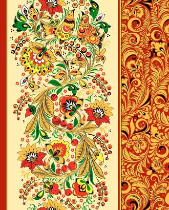 Хохломские узоры кр. полот. ваф. грунт 50*70 арт. ТЕКСД-2322-1-ТЕКСД0002322 Хохломские узоры кр. полот. ваф. грунт 50*70 арт. ТЕКСД-2322-1-ТЕКСД0002322
