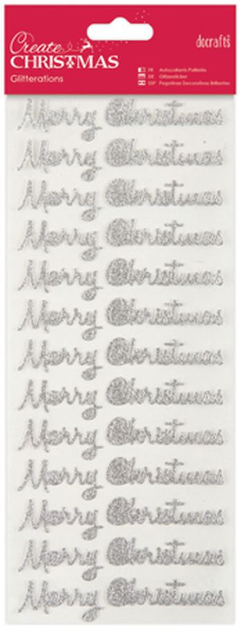 Набор наклеек с блестками "Merry Christmas - серебристый" Create Christmas арт. ГЕЛ-2258-1-ГЕЛ0092602 1