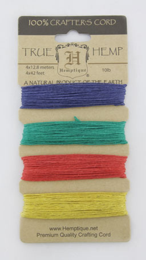Шнуры на блистере HEMPTIQUE #10 - 0,5 мм, 4 цвета по 12,8 м арт. ГЕЛ-25045-1-ГЕЛ0062108 1