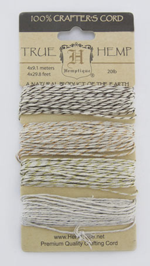 Шнуры на блистере HEMPTIQUE #20 - 1 мм, 4 цвета по 9,1 м арт. ГЕЛ-10097-1-ГЕЛ0062128 1