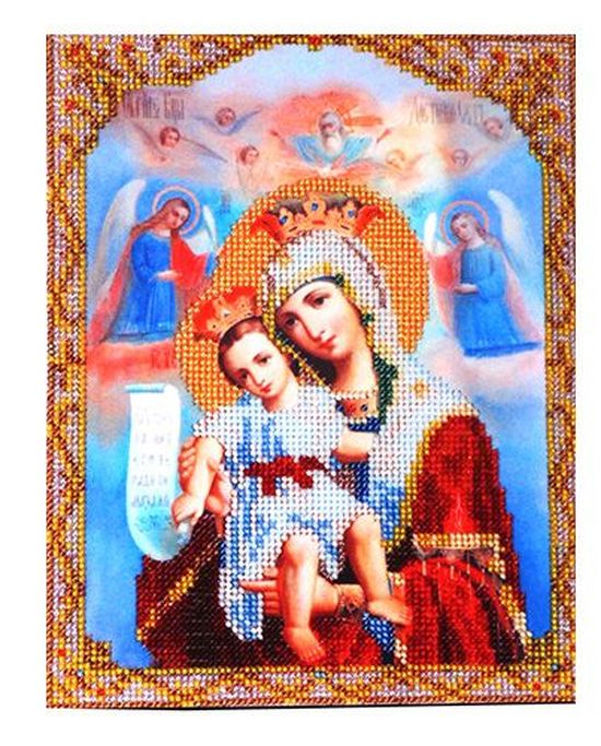 Набор для вышивания бисером икона Богородицы Трёх Радостей/Вышивка