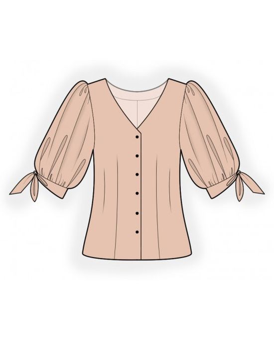 Выкройка: блузка с завязками на рукавах выкройка-лекало