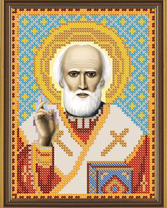 Рисунок на шелке Святой Николай Чудотворец, 28x34 (18x24), Матренин посад