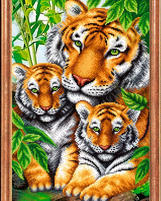 Рисунок на ткани МАГИЯ КАНВЫ Тигрица с тигрятами 39х27 см - МГ0344426 -  оптом купить в Самаре по недорогой цене в интернет-магазине Стартекс