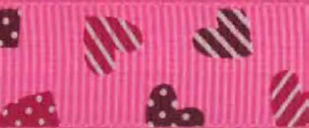 Лента репсовая на картонной мини-катушке "Сердечки" ш.1,5см арт. ГЕЛ-11763-1-ГЕЛ0085500 1