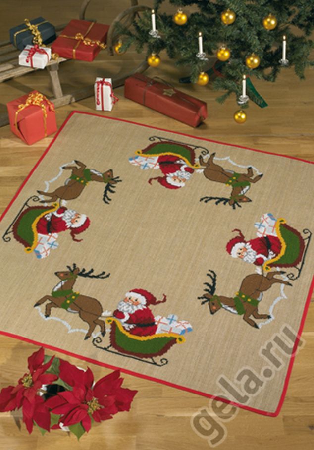 Набор для вышивания коврика под ёлку "Санта в санях" арт. ГЕЛ-1956-1-ГЕЛ0039129 1