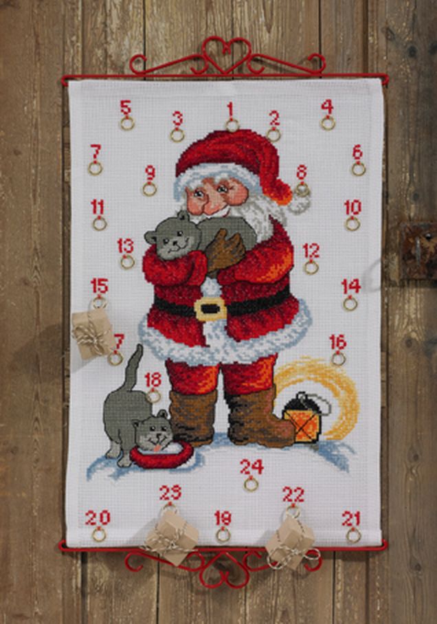 Набор для вышивания календаря "Санта с котами" арт. ГЕЛ-10934-1-ГЕЛ0070471 1