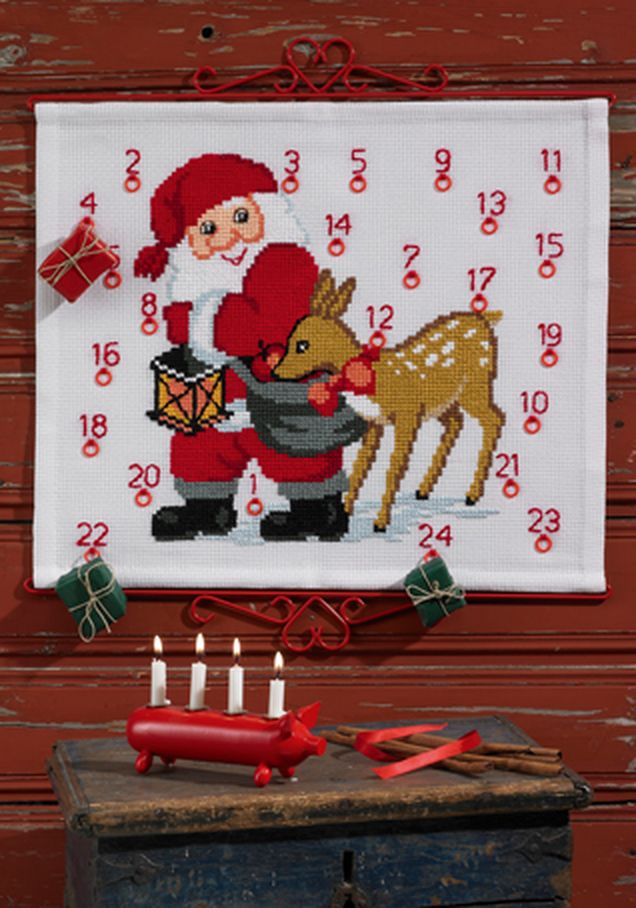Набор для вышивания календаря "Санта Клаус с оленем" арт. ГЕЛ-4245-1-ГЕЛ0070474 1