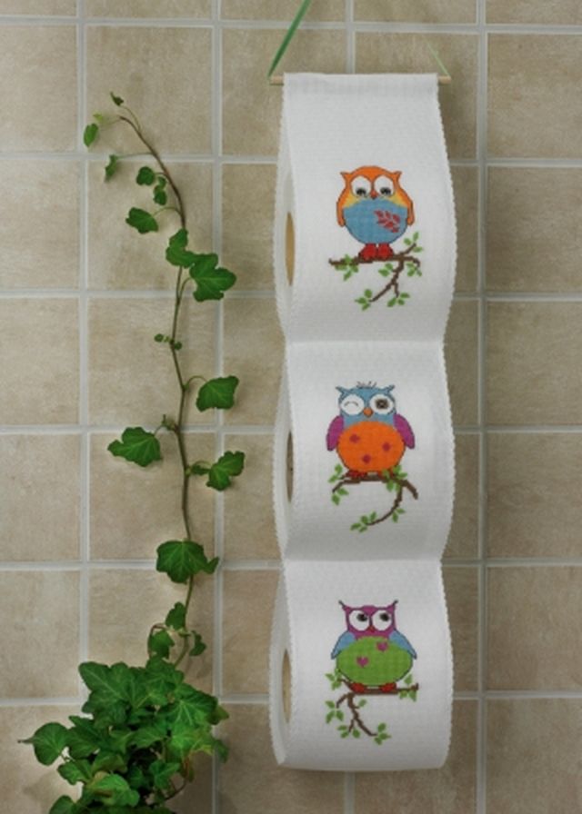 Набор для вышивания держателя для туалетной бумаги "3 совы" арт. ГЕЛ-14619-1-ГЕЛ0079650 1