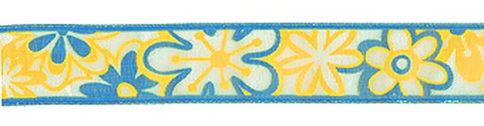 Лента органза с напечатанным рисунком SAFISA ш.1,5см (03 желтый/синий) арт. ГЕЛ-8821-1-ГЕЛ0027936 1