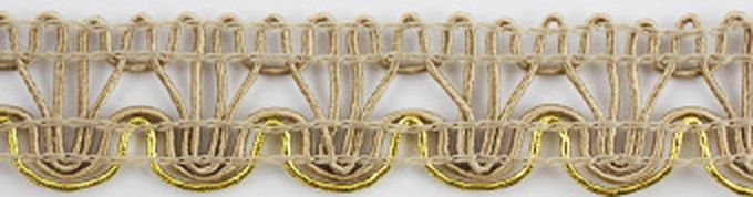 Тесьма PEGA тип отделочная, цвет бежевый с золотом, 15 мм (25м) арт. ГЕЛ-17691-1-ГЕЛ0069449
