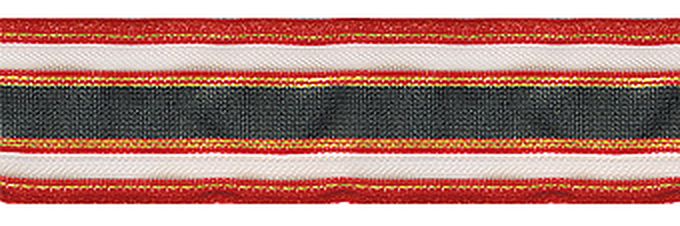 Лента органза с рисунком с проволокой по краю SAFISA ш.3см (белый/красный/черный) арт. ГЕЛ-10988-1-ГЕЛ0007600 1
