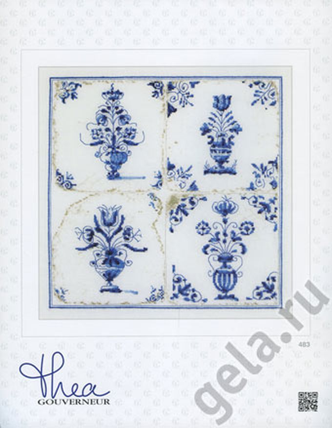 Набор для вышивания "Старинная плитка, цветы в вазе", канва лён 36 ct арт. ГЕЛ-17626-1-ГЕЛ0038948 1