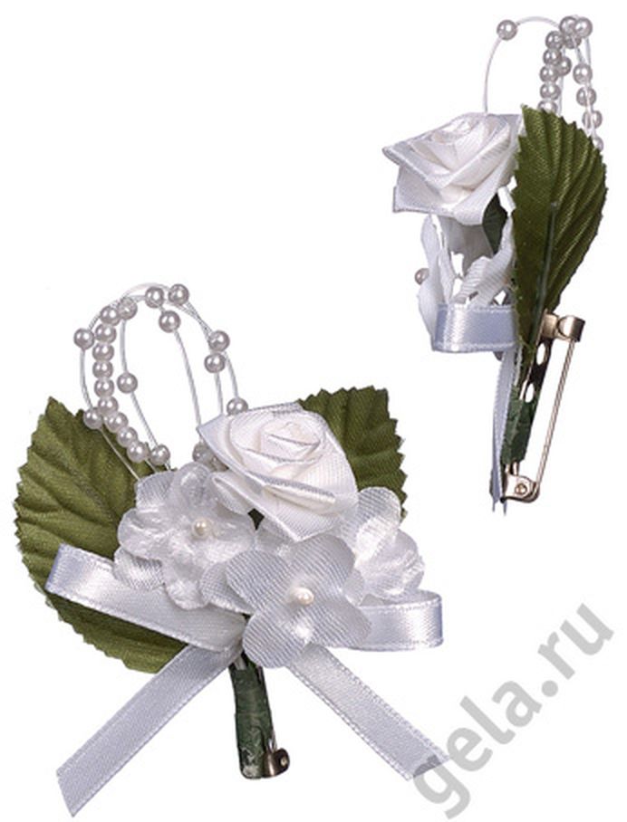 Бутоньерка "Свадебные цветы" на булавке арт. ГЕЛ-30595-1-ГЕЛ0058164 1