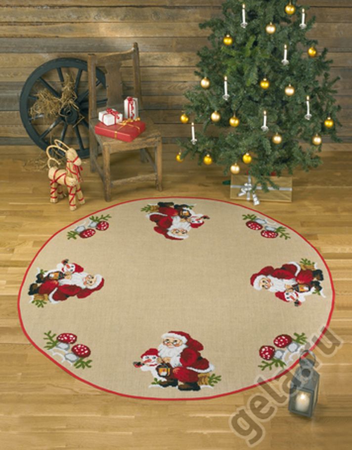 Набор для вышивания коврика под ёлку "Санта и снеговик" арт. ГЕЛ-17165-1-ГЕЛ0039105 1