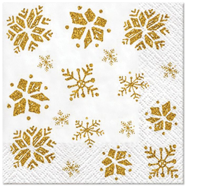 Салфетки трехслойные для декупажа, коллекция "Lunch" PAW Decor Collection "Блестящие снежинки" арт. ГЕЛ-29424-1-ГЕЛ0176447 1