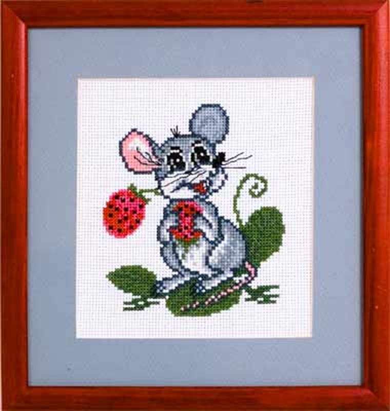 Набор для вышивания "PANNA" D-0106 ( Д-0106 ) "Мышка с земляникой" арт. ГММ-104791-1-ГММ000697190862 1