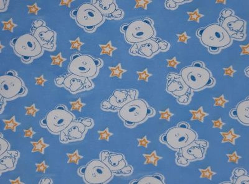 Интерлок с рисунком Мишки и звезды на голубом фоне 03077 ОЕ в чулке арт. СОТ-604-1-СОТ0000604