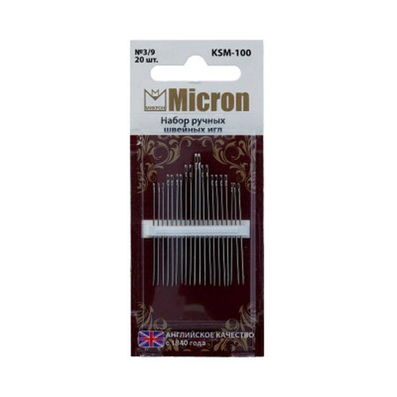 Иглы для шитья ручные "Micron" KSM-100 набор швейных игл 20 шт. в блистере арт. ГММ-99559-1-ГММ028022428002 2