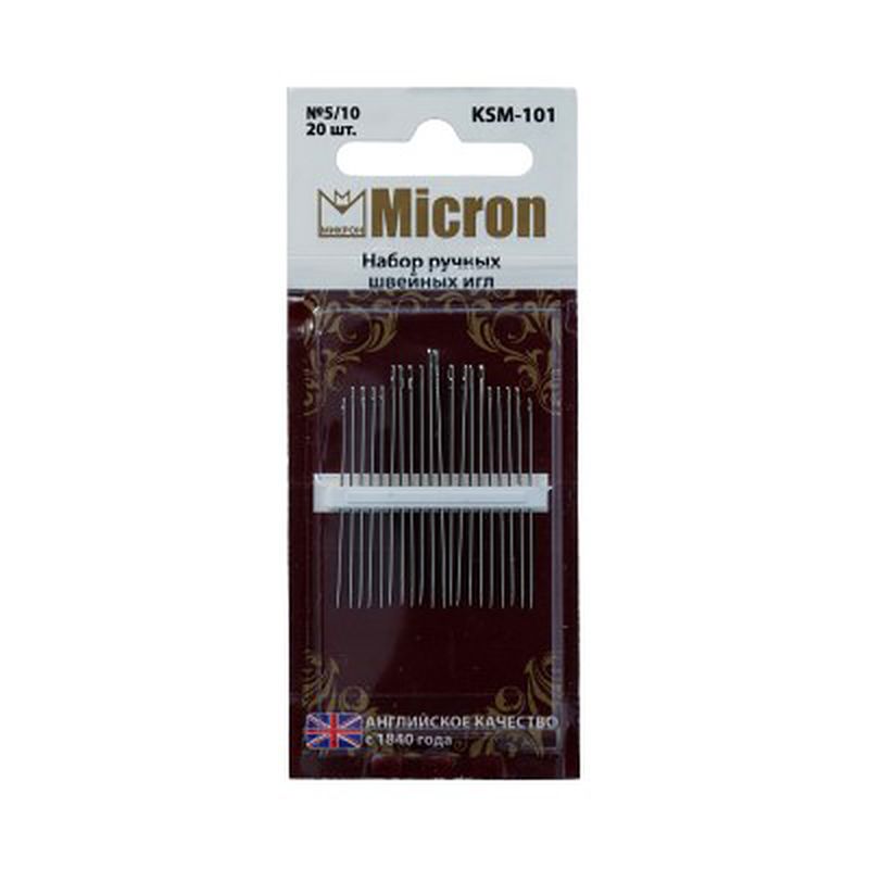 Иглы для шитья ручные "Micron" KSM-101 набор швейных игл в блистере 20 шт. арт. ГММ-99560-1-ГММ028022959802 1