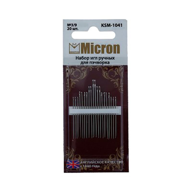 Иглы для шитья ручные "Micron" KSM-1041 набор для пэчворка 20 шт. в блистере арт. ГММ-99563-1-ГММ028026144922