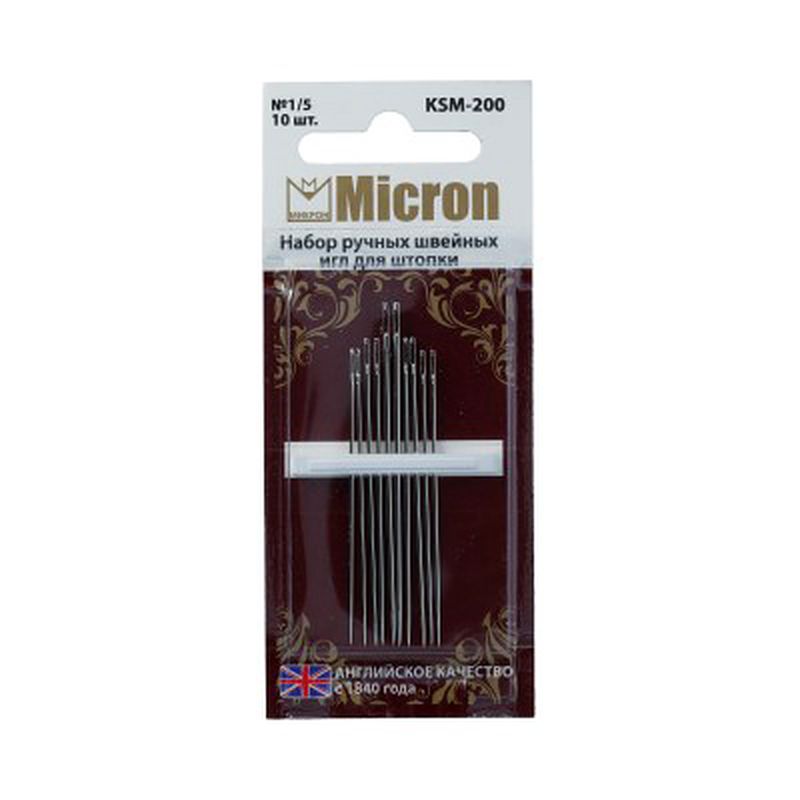 Иглы для шитья ручные "Micron" KSM-200 набор швейных игл для штопки 10 шт. в блистере арт. ГММ-99564-1-ГММ028026727192 2