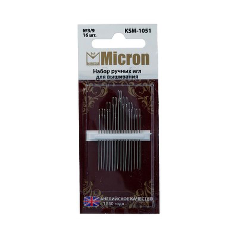 Иглы для шитья ручные "Micron" KSM-1051 набор для вышивания 16 шт. в блистере арт. ГММ-99572-1-ГММ028028240712 2