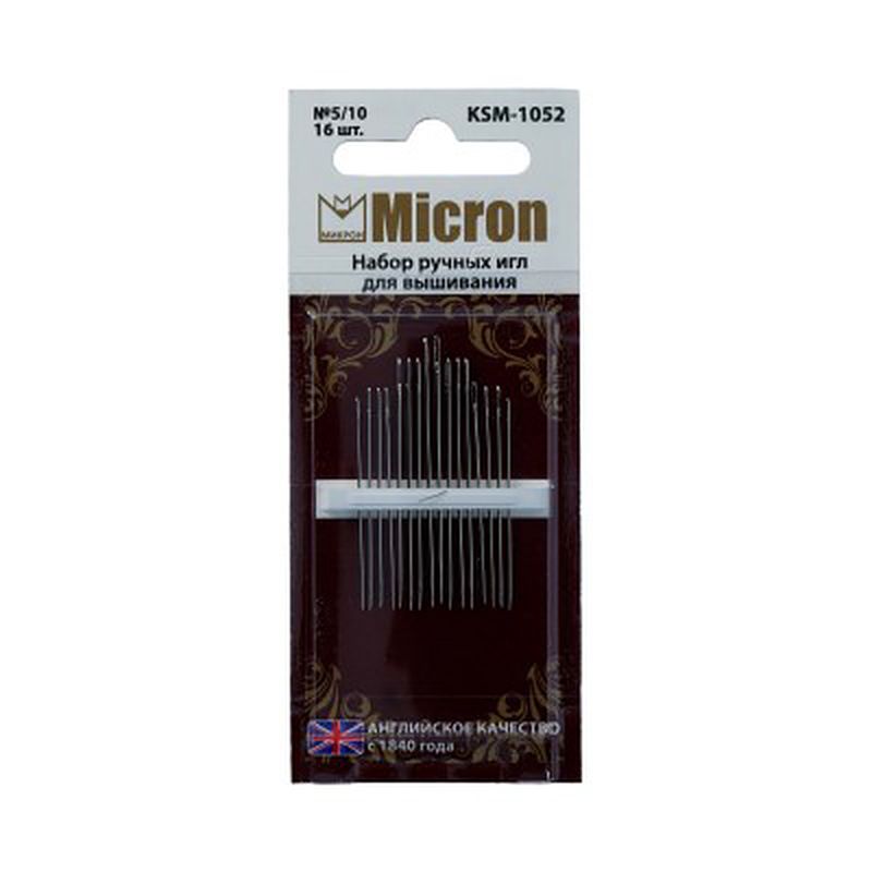 Иглы для шитья ручные "Micron" KSM-1052 набор для вышивания 16 шт. в блистере арт. ГММ-99573-1-ГММ028028250332